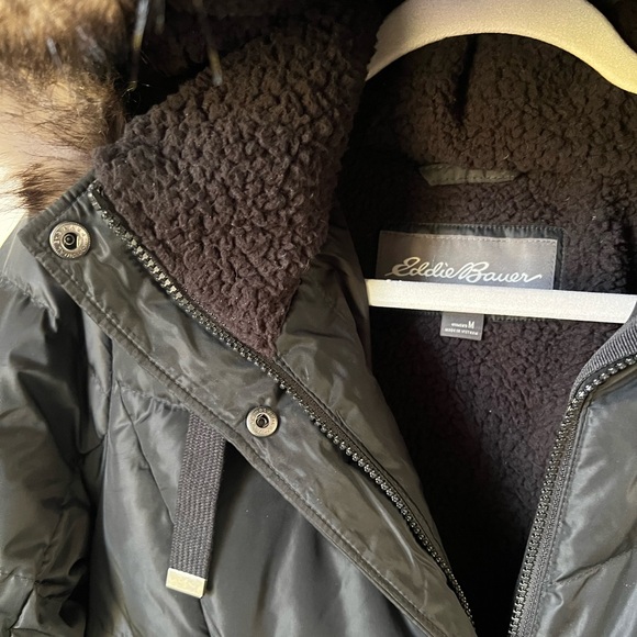 EDDIE BAUER Winter Sub Zero Down Fill Fleece Lined Coat Black EUC - Picture 12 of 16